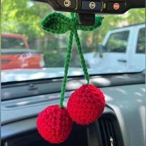 Crochet Cherry Car Charm
